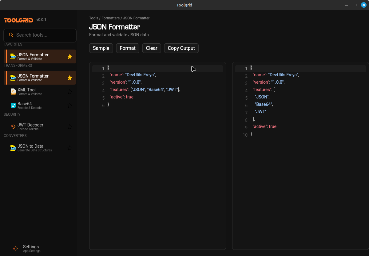 JSON Formatter screenshot