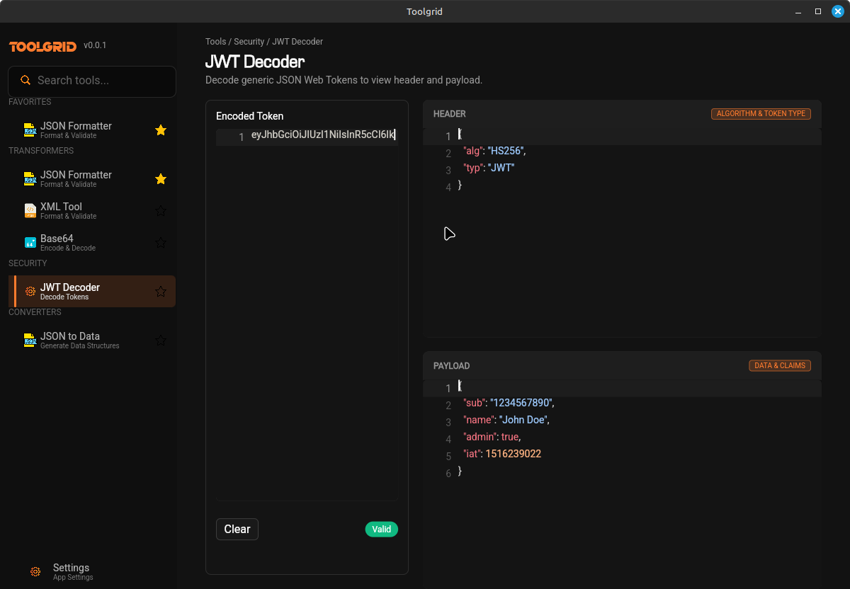 JWT Decoder screenshot